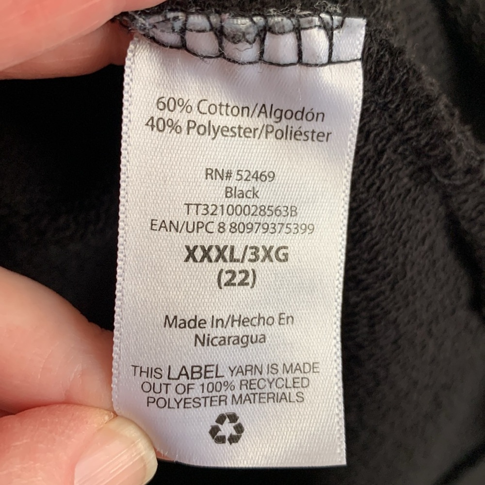 Time & Tru xxxl 3x (22) black French terry long sleeve sweatshirt PTP 28” - Picture 4 of 5